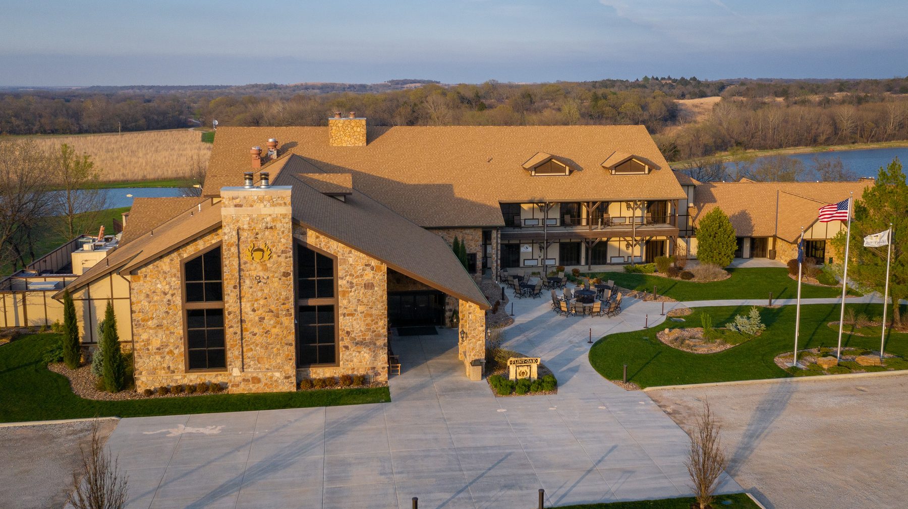 Flint Oak lodge aerial view